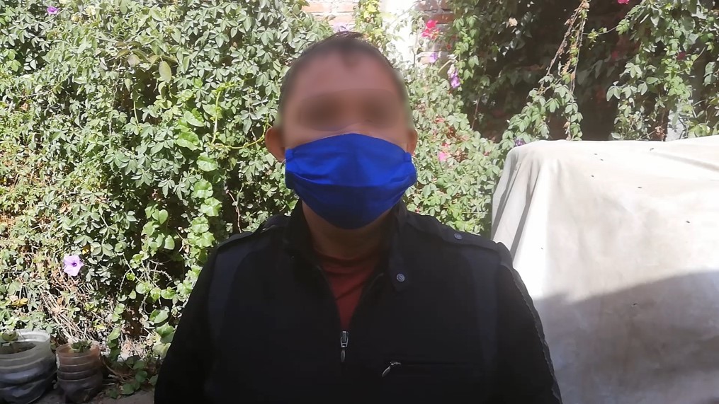 woman in face mask with face blurred
