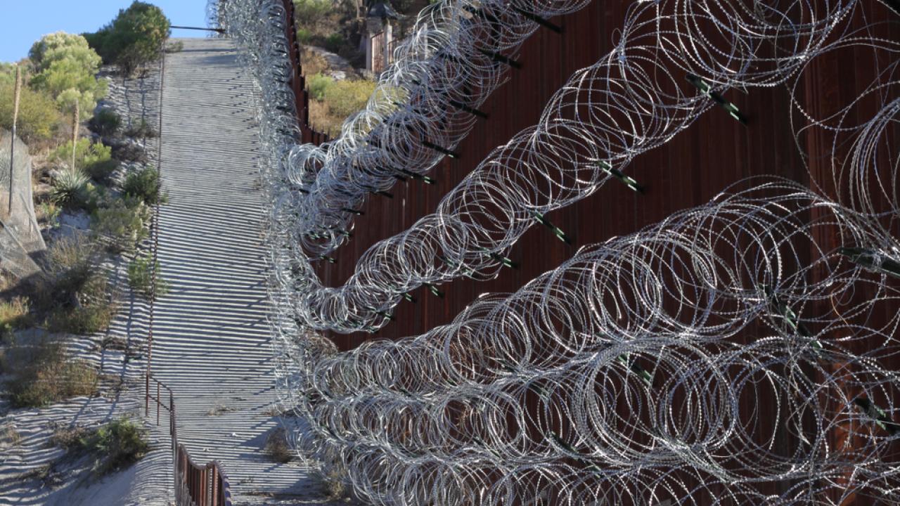 Barbed Wire Fence on US-Mexico Border