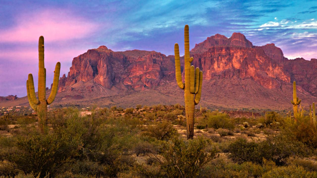 Photograph of the sunset on the Sonoran Desert