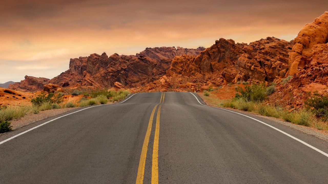 road and vibrant orange hues