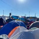 Dense collection of tents which house migrants